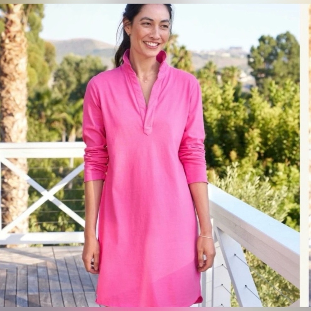 Frank & Eileen Nicole Henley Polo Shirt Dress Bubblegum Pink Summer RARE